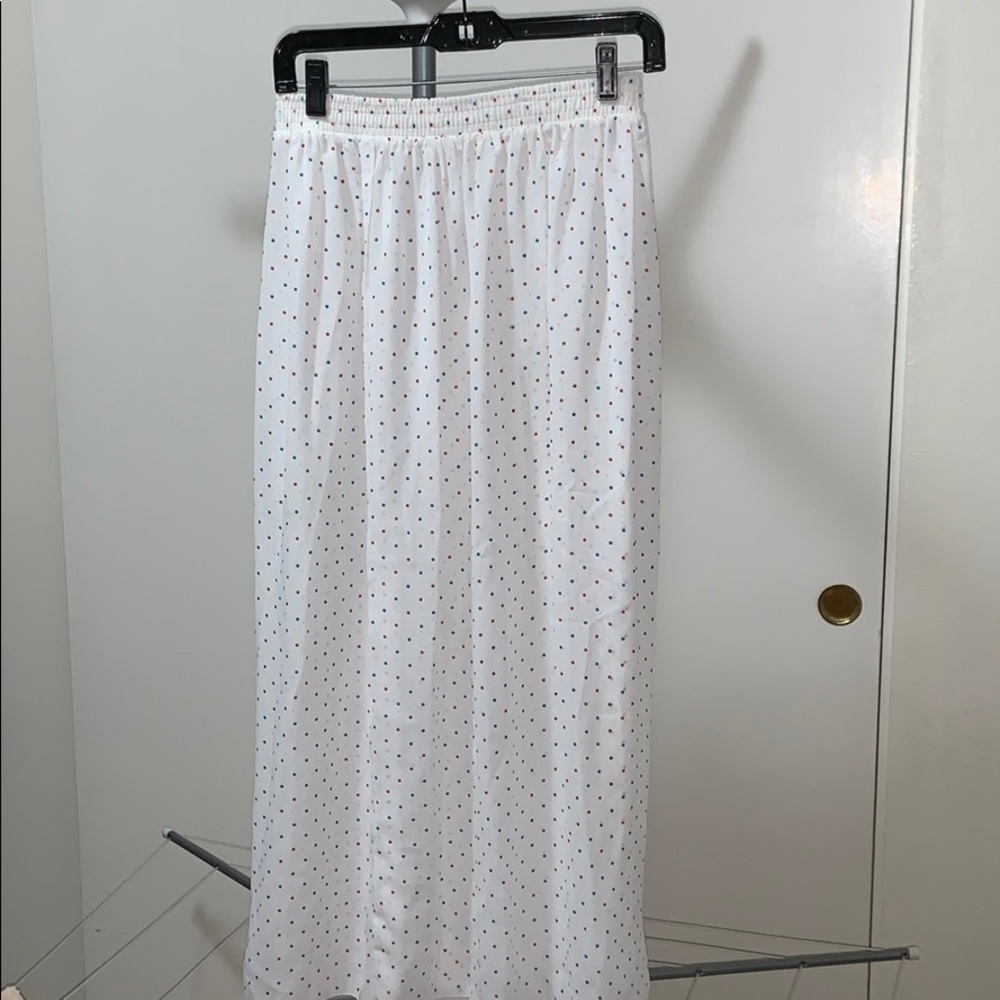 American Apparel sheer white polka dot midi skirt